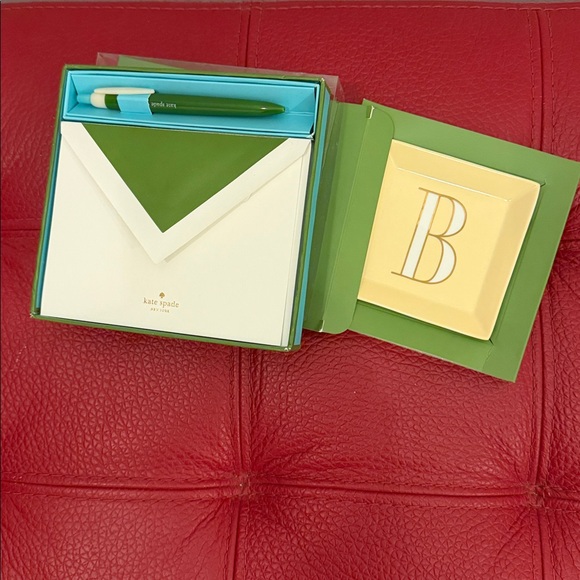 Kate Spade NY Other - Brand new Kate Spade NY initial B jewelry dish/tray & Pen & NoteCard Set